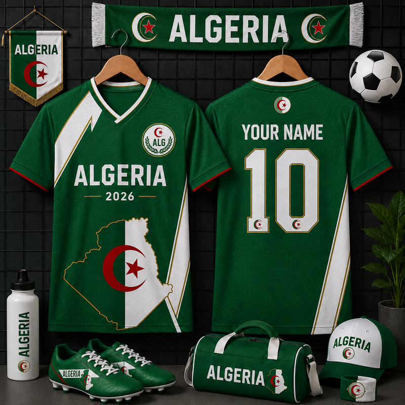 Algeria Soccer Jersey Adult V-Neck Personalized Custom Name Number, Algeria Football Shirt for Men Women, Algeria National Team Jersey, Fan Gift