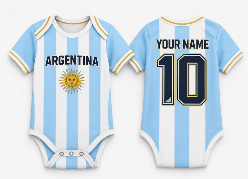 Argentina Soccer Baby Onesie, Personalized Football Baby Bodysuit, Custom Name Number Outfit, Newborn Soccer Fan Gift, Baby Jersey