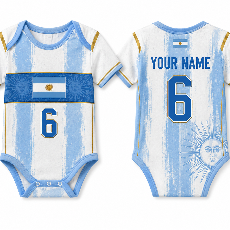 Argentina Soccer Baby Onesie, Personalized Football Baby Bodysuit, Custom Name Number Outfit, Newborn Soccer Fan Gift, Baby Jersey