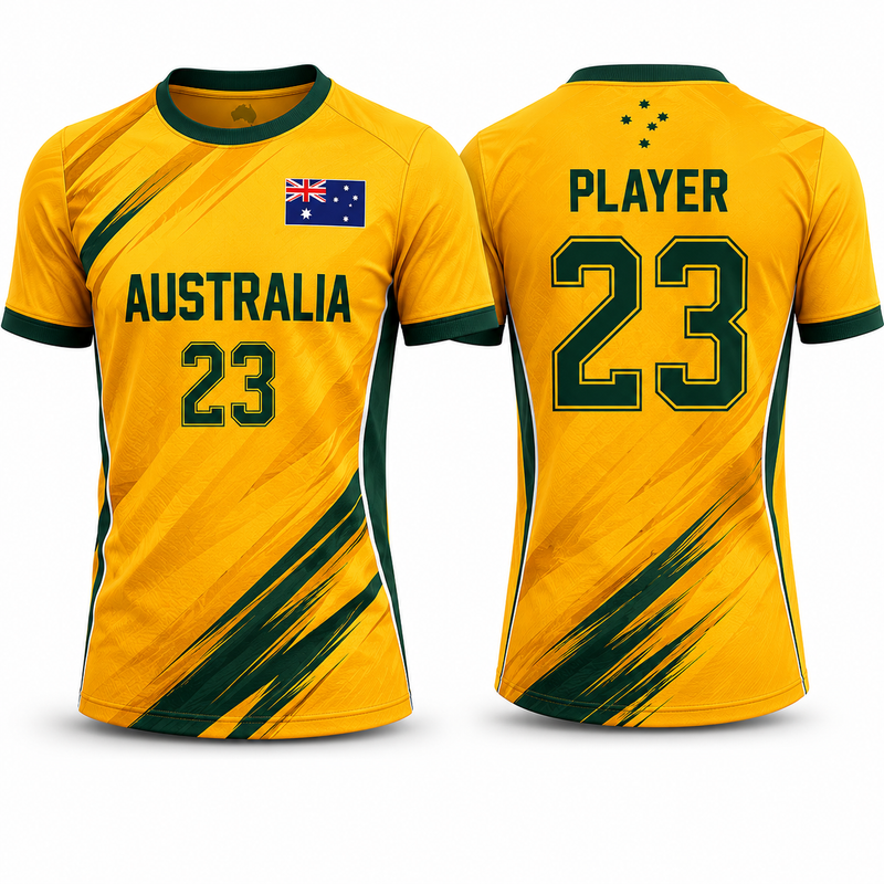 Australia Soccer Jersey Set for Kids, Personalized Name Number Football Uniform, Custom Youth Soccer Kit, Australia Fan Outfit