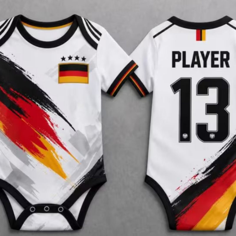 Custom Germany Baby Bodysuit, Personalized Soccer Jersey Onesie, Baby Football Romper, Name Number Game Day Outfit Gift