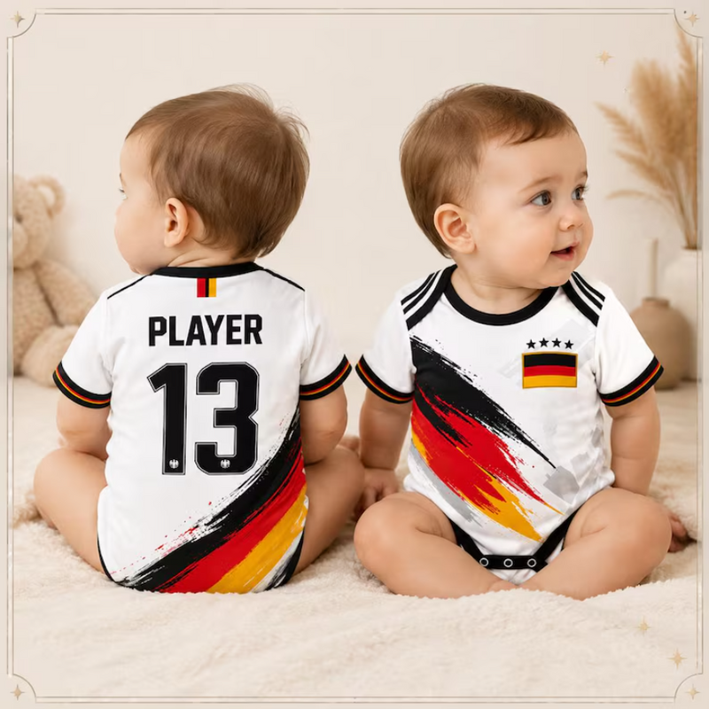 Custom Germany Baby Bodysuit, Personalized Soccer Jersey Onesie, Baby Football Romper, Name Number Game Day Outfit Gift