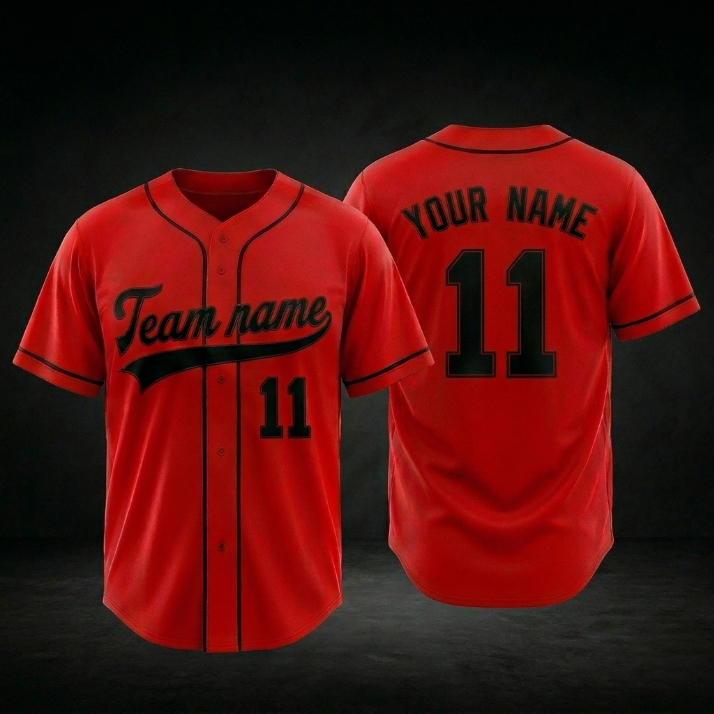 Custom Red Jersey Name And Number Baseball Jersey