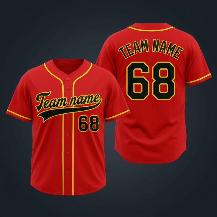 Custom Red Jersey Name And Number Baseball Jersey
