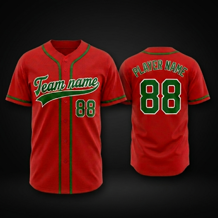 Custom Red Jersey Name And Number Baseball Jersey