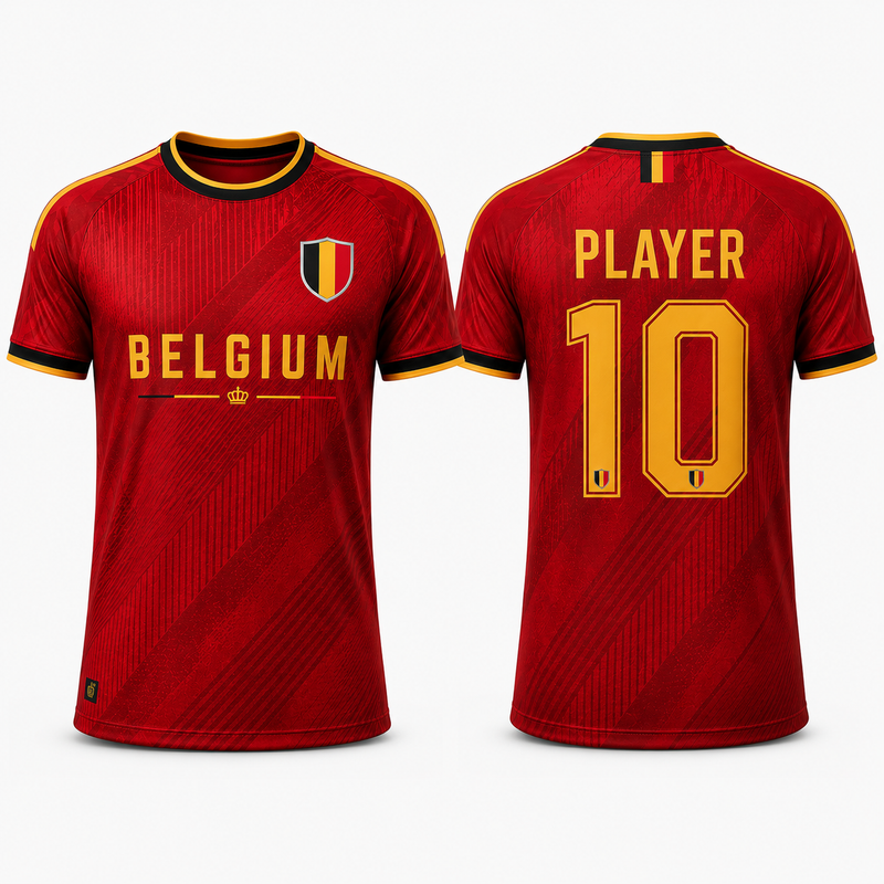 Belgium Soccer Jersey and Shorts Set Personalized Name Number, Custom Belgium Football Uniform, Belgium Fan Gift, Matching Soccer Kit