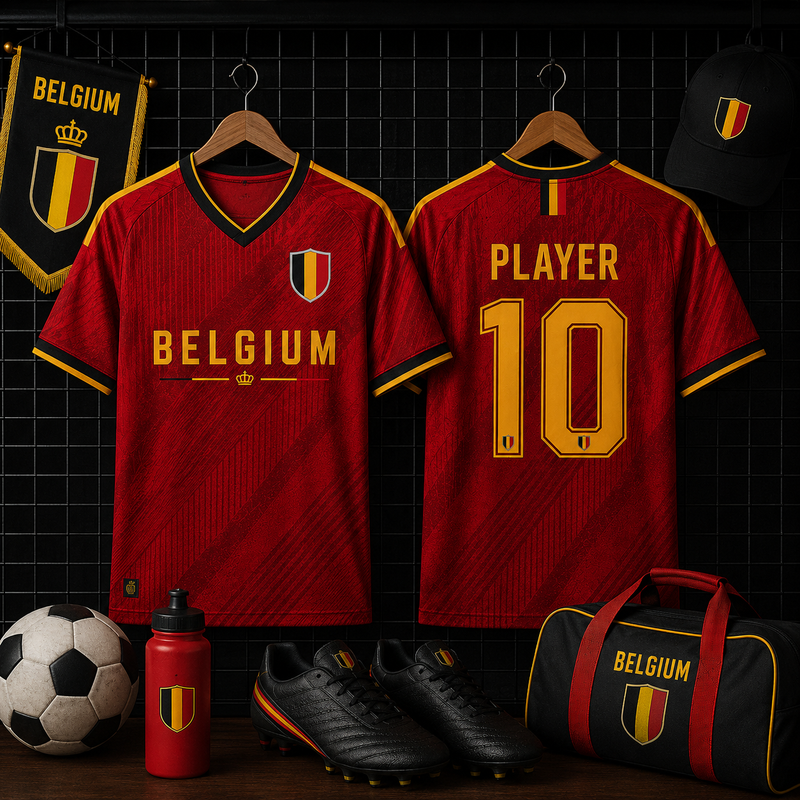 Belgium V-Neck Football Jersey Custom Name Number  Personalized Belgium Soccer Fan Shirt for Men & Women