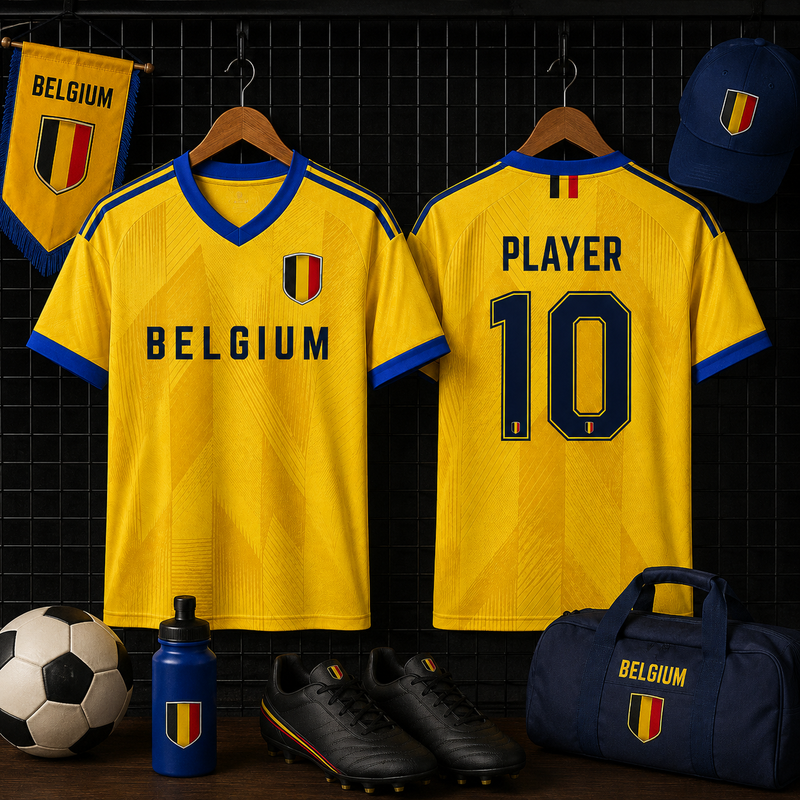 Belgium V-Neck Football Jersey Custom Name Number  Personalized Belgium Soccer Fan Shirt for Men & Women