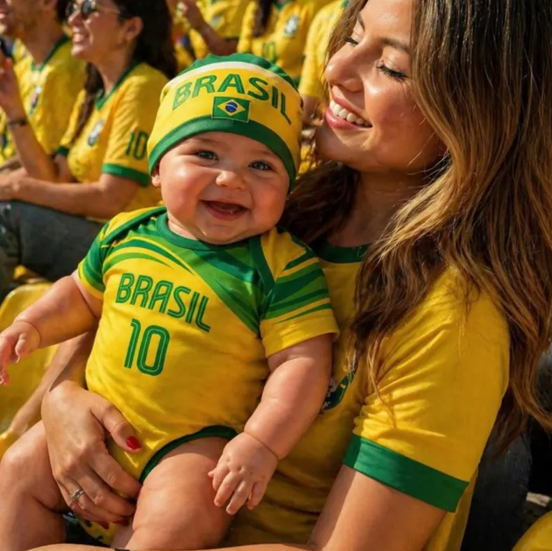 Brazil Soccer Bodysuit – Newborn Football Jersey Outfit, Unisex Infant Sports Apparel