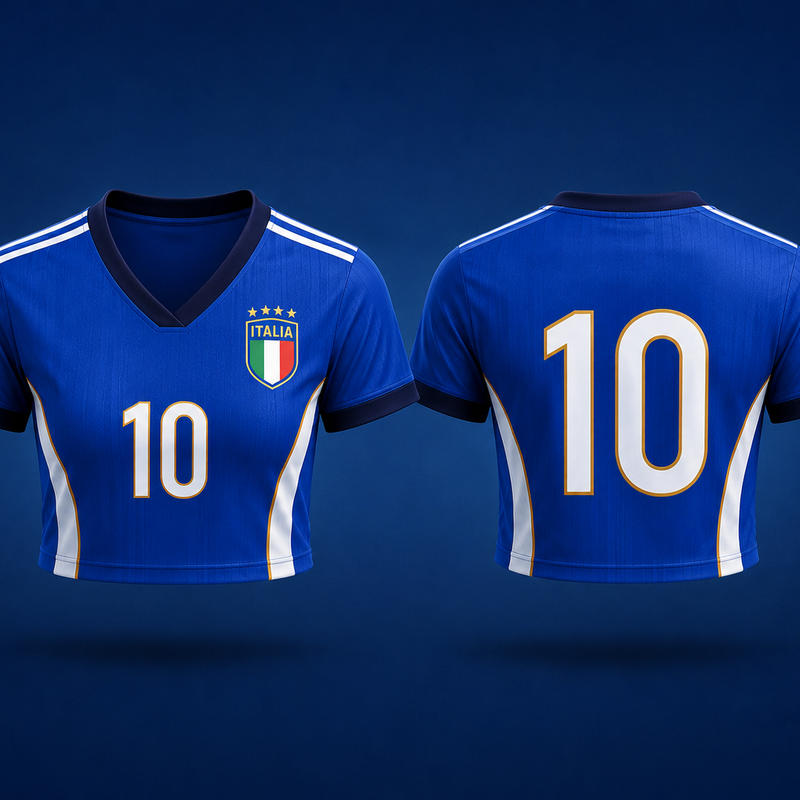 Italia Football Croptop Jersey, Custom Name Soccer Shirt, Fan Apparel