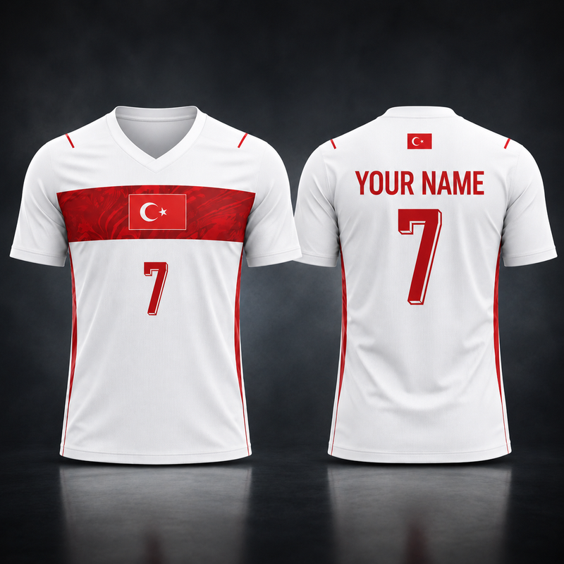 Turkiye Soccer Fan 3D T-Shirt Custom Name Number Football Jersey Tee