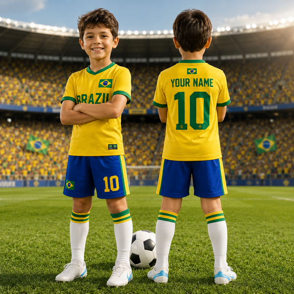 Custom Brazilian Football Jersey, Brazil Soccer Shirt with Name and Number, Fan Uniform, Match Day Gift for Men Women Youth