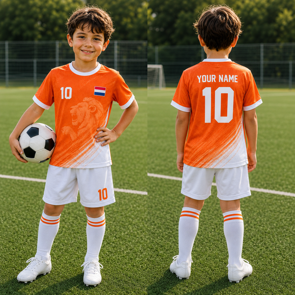 Kids Netherlands Soccer Jersey, Custom Name Number Shirt, Personalized Football Fanwear