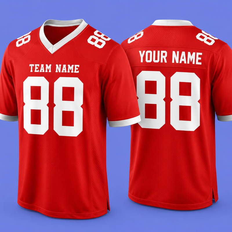 Custom Football Jersey Red, Personalized American Football Jerseys Name Number Logo, Wedding Gifts for Men Women Kids Toddler Fan (Copy)