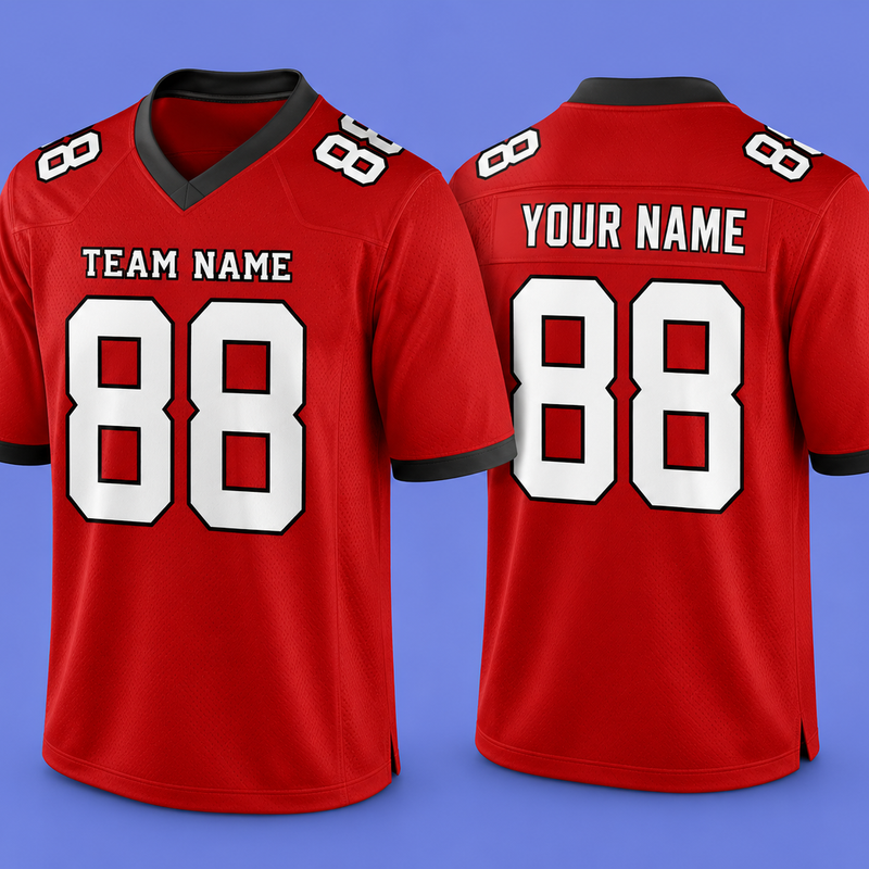 Custom Football Jersey Red, Personalized American Football Jerseys Name Number Logo, Wedding Gifts for Men Women Kids Toddler Fan (Copy)