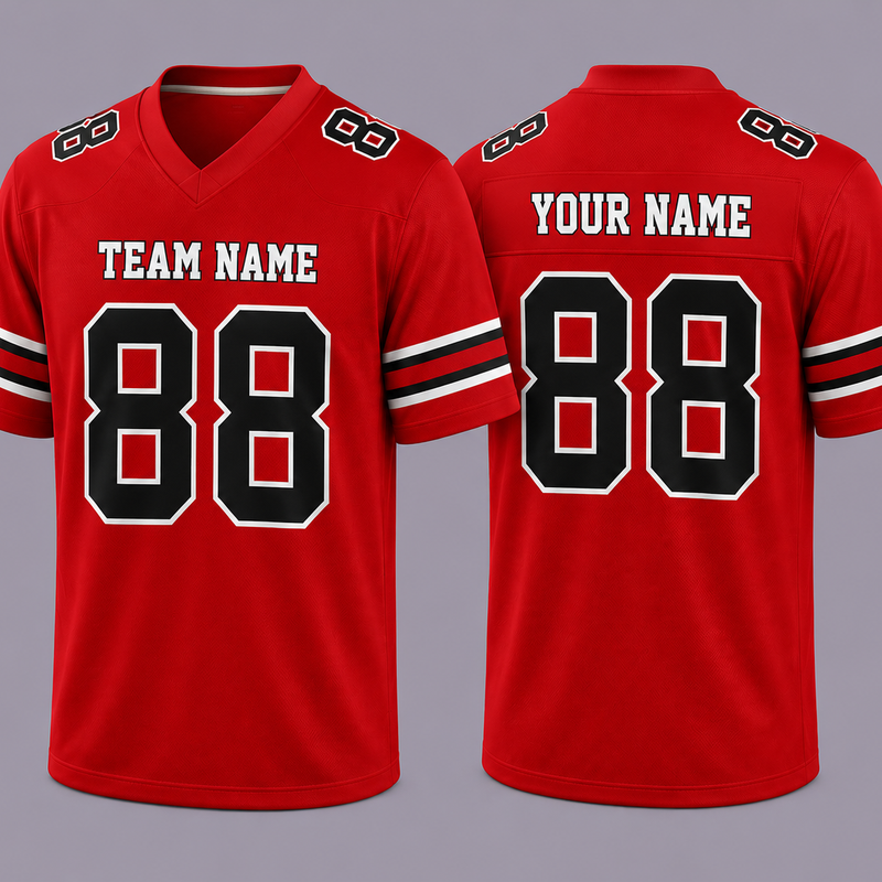 Custom Football Jersey Red, Personalized American Football Jerseys Name Number Logo, Wedding Gifts for Men Women Kids Toddler Fan (Copy)