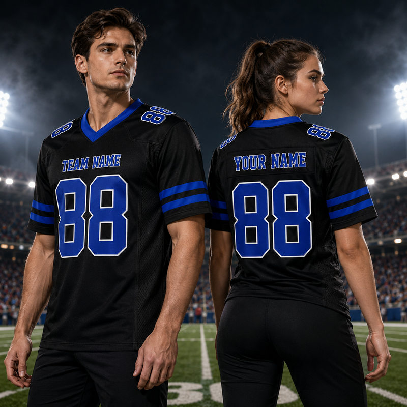 Custom Football Jersey Black, Personalized American Football Jerseys Name Number Logo, Wedding Gifts for Men Women Kids Toddler Fan (Copy)