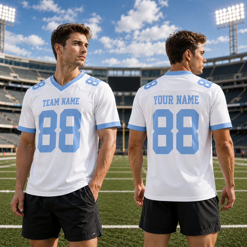 Custom Football Jersey White, Personalized American Football Jerseys Name Number Logo, Wedding Gifts for Men Women Kids Toddler Fan