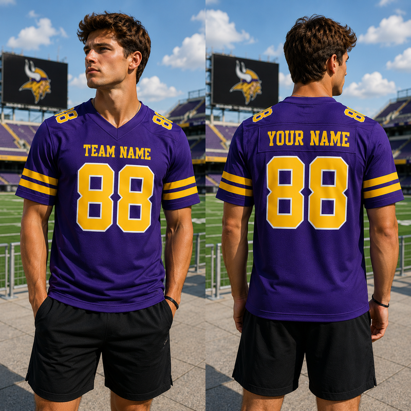 Custom Football Jersey Purple, Personalized American Football Jerseys Name Number Logo, Wedding Gifts for Men Women Kids Toddler Fan