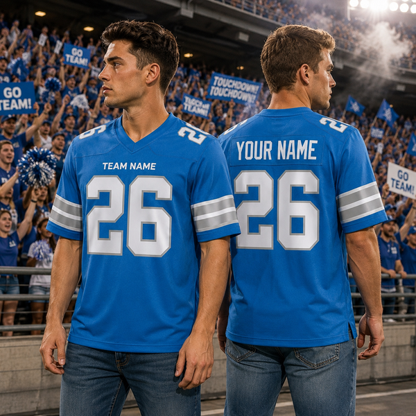 Custom Football Jersey Blue, Personalized American Football Jerseys Name Number Logo, Wedding Gifts for Men Women Kids Toddler Fan (Copy)