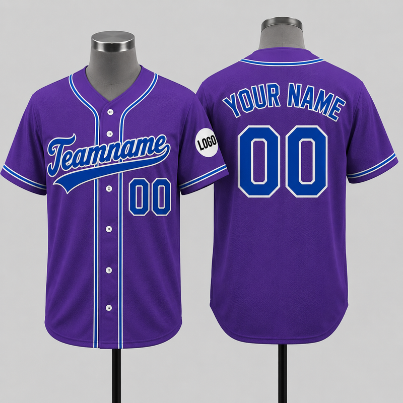 Custom Baseball Jersey Name, Number And Logo Baseball Jersey Purple, Unisex Jersey Premium