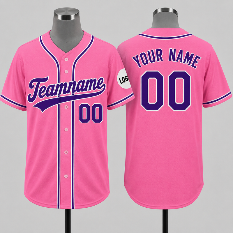 Custom Baseball Jersey Name, Number And Logo Baseball Jersey Pink