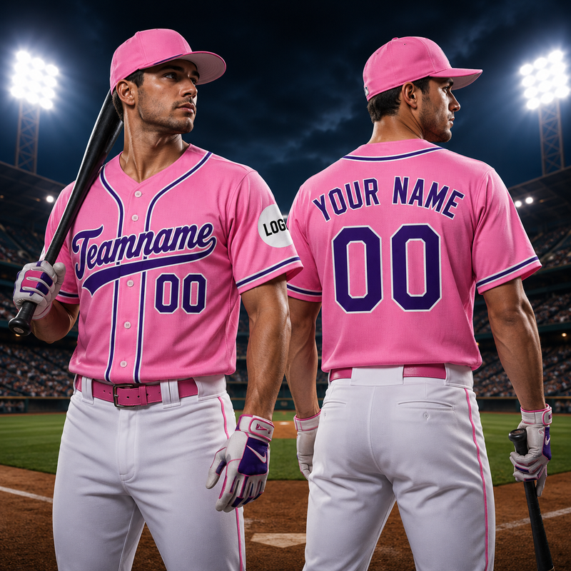 Custom Baseball Jersey Name, Number And Logo Baseball Jersey Pink