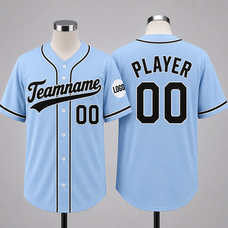 Custom Baseball Jersey Name, Number And Logo Baseball Jersey Light Blue, Unisex Jersey Premium