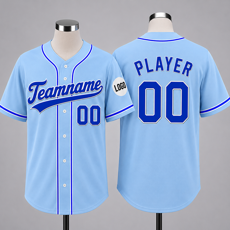 Custom Baseball Jersey Name, Number And Logo Baseball Jersey Light Blue, Unisex Jersey Premium