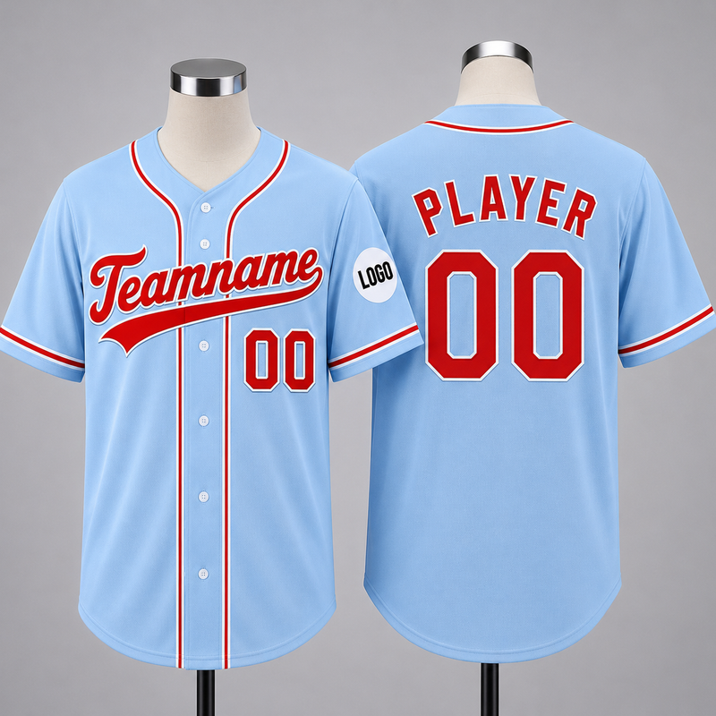 Custom Baseball Jersey Name, Number And Logo Baseball Jersey Light Blue, Unisex Jersey Premium