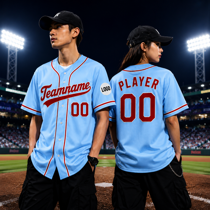 Custom Baseball Jersey Name, Number And Logo Baseball Jersey Light Blue, Unisex Jersey Premium