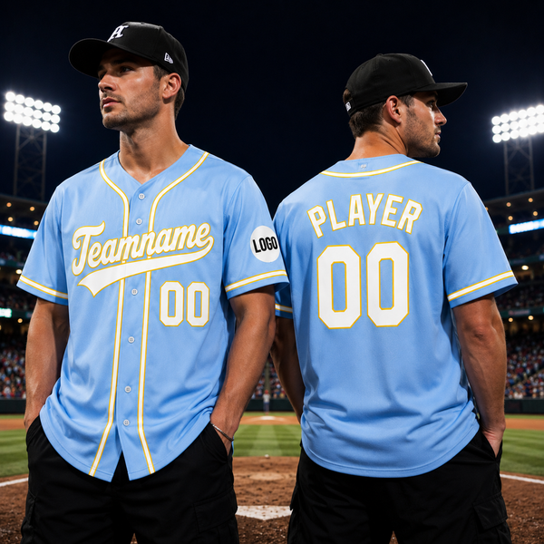 Custom Baseball Jersey Name, Number And Logo Baseball Jersey Light Blue, Unisex Jersey Premium