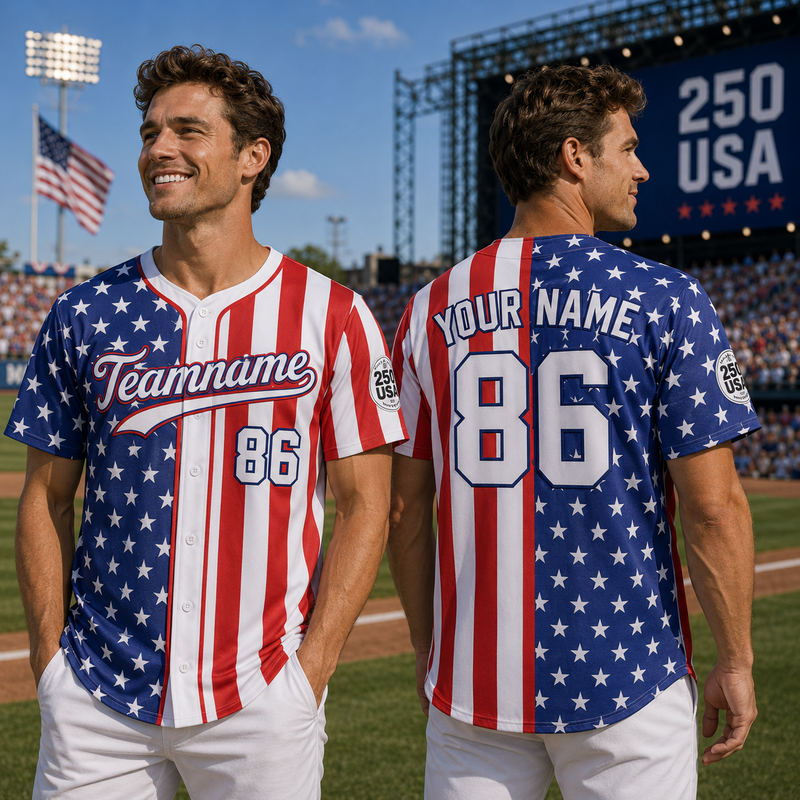 Personalized American Flag Baseball Jersey For Baseball Fans, Custom 4th of July Independence Day Patriotic Shirt, USA Baseball Jersey
