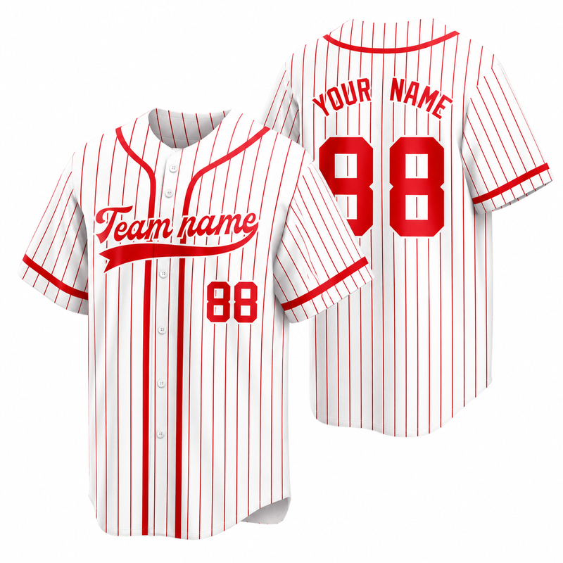 Custom Stripe Baseball Jersey , Personalized White Stripe Baseball Jerseys Pinstripe Baseball Shirt Hip Hop Uniform for Men Women Kids Fans
