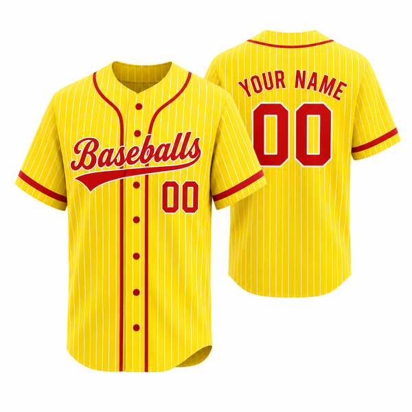 Custom Stripe Baseball Jersey , Personalized Yellow Stripe Baseball Jerseys Pinstripe Baseball Shirt Hip Hop Uniform for Men Women Kids Fans (Copy) (Copy) (Copy)