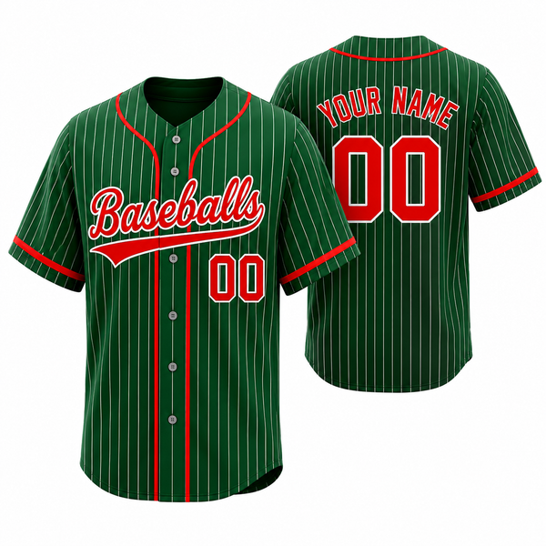 Custom Stripe Baseball Jersey , Personalized Green Stripe Baseball Jerseys Pinstripe Baseball Shirt Hip Hop Uniform for Men Women Kids Fans (Copy) (Copy)