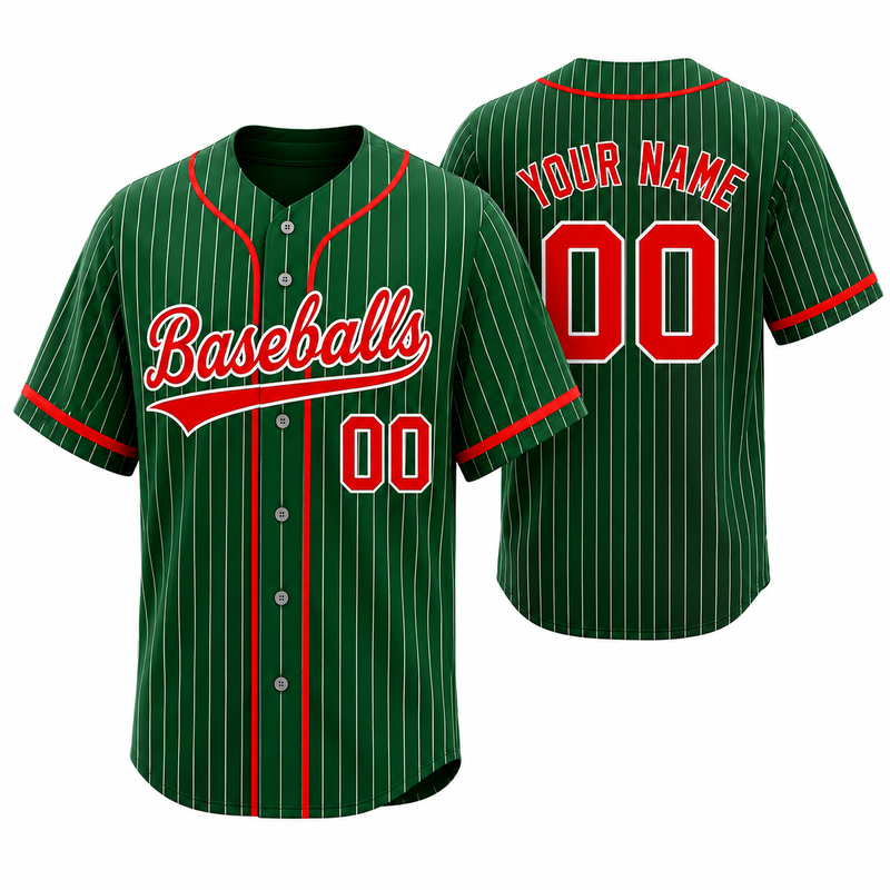 Custom Stripe Baseball Jersey , Personalized Green Stripe Baseball Jerseys Pinstripe Baseball Shirt Hip Hop Uniform for Men Women Kids Fans (Copy) (Copy)
