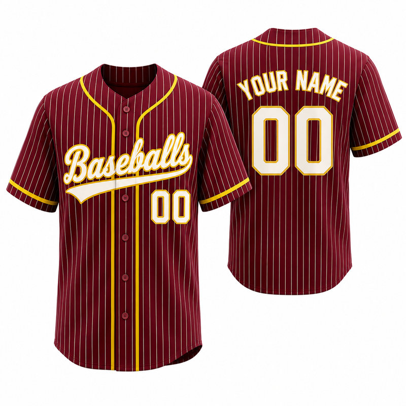 Custom Stripe Baseball Jersey , Personalized Maroon Stripe Baseball Jerseys Pinstripe Baseball Shirt Hip Hop Uniform for Men Women Kids Fans (Copy) (Copy) (Copy) (Copy)