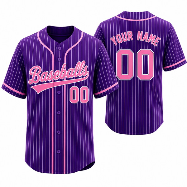 Custom Stripe Baseball Jersey , Personalized Purple Stripe Baseball Jerseys Pinstripe Baseball Shirt Hip Hop Uniform for Men Women Kids Fans (Copy) (Copy) (Copy)