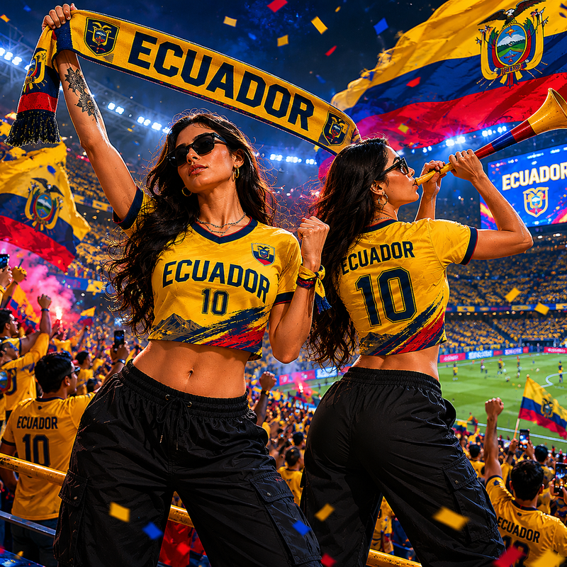 Ecuador Soccer Crop Top Jersey Custom Name Number Women Mesh Football Fan Shirt