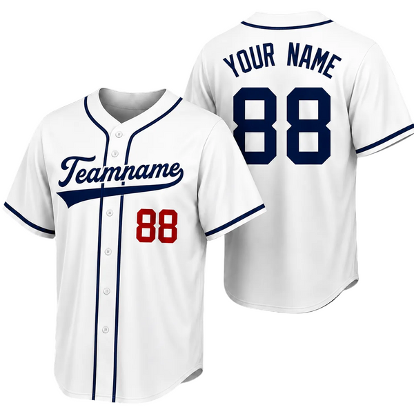 Custom White Navy Baseball Jersey