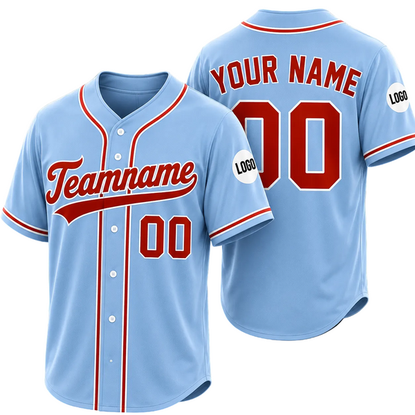 Custom Baseball Jersey Name, Number And Logo Baseball Jersey Light Blue, Unisex Jersey Premium
