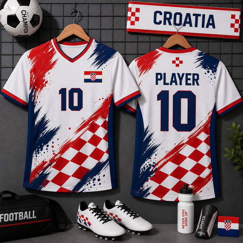 Croatia Soccer Jersey Adult V-Neck Personalized Custom Name Number, Croatia Football Shirt for Men Women, Croatian National Team Jersey, Fan Gift