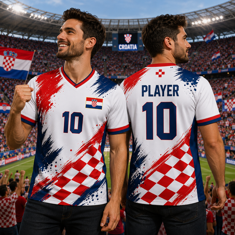 Croatia Soccer Jersey Adult V-Neck Personalized Custom Name Number, Croatia Football Shirt for Men Women, Croatian National Team Jersey, Fan Gift