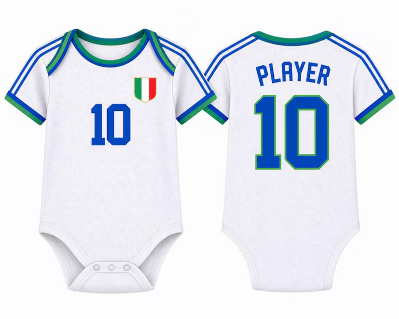 Custom Italy Baby Bodysuit, Personalized Soccer Jersey Onesie, Baby Football Romper, Name Number Game Day Outfit Gift