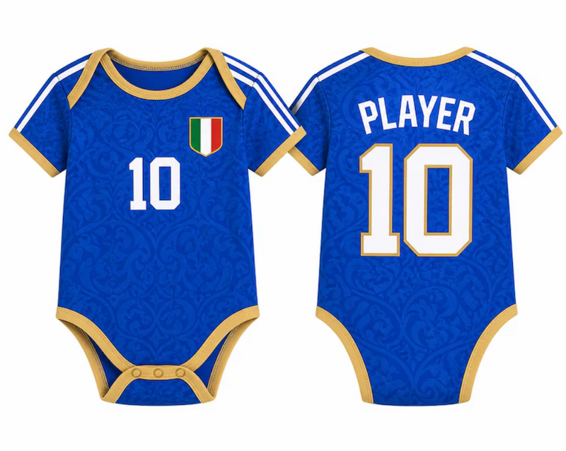 Custom Italy Baby Bodysuit, Personalized Soccer Jersey Onesie, Baby Football Romper, Name Number Game Day Outfit Gift