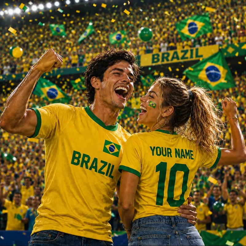 Custom Brazilian Football Jersey, Brazil Soccer Shirt with Name and Number, Fan Uniform, Match Day Gift for Men Women Youth