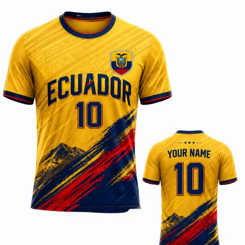 Custom Ecuador Soccer Jersey Set Kids, Personalized Name Number Football Uniform, Ecuador Fan Shirt Shorts Gift