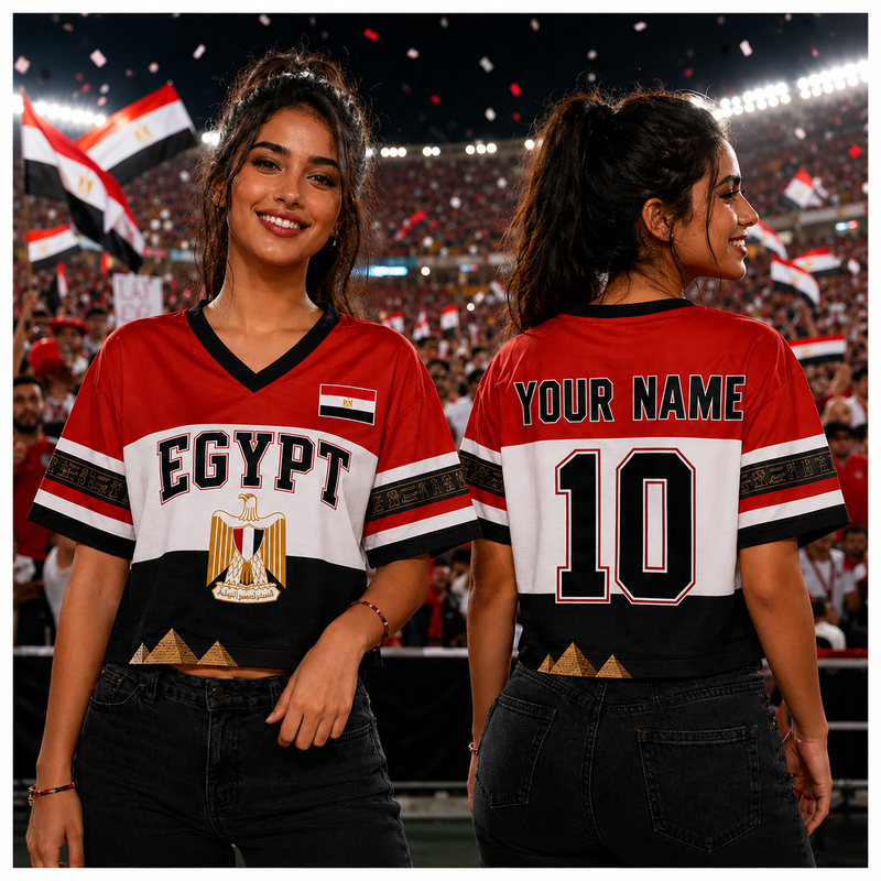 Custom Egypt Soccer Crop Top Jersey, Personalized Egypt Soccer Jersey Crop Tee, Support Football Team