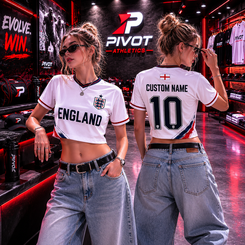 Custom England Soccer Crop Top Jersey, Personalized Soccer Jersey Crop Tee, Bachelorette Outfit, Festival Shirt, Football Fan